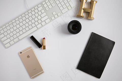 计算机，桌面，设备，平躺，自由职业者，新闻，键盘，镜头，口红，办公室，电话，智能手机，技术，顶部，工作区