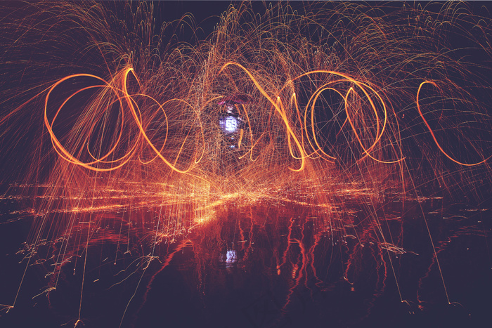 抽象，烟花，工业，工业，光，之一，夜，方