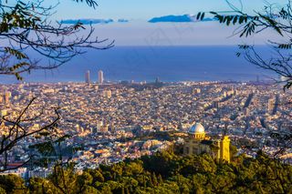 建筑夜景,树,图画,湖泊,风景,巴塞罗纳