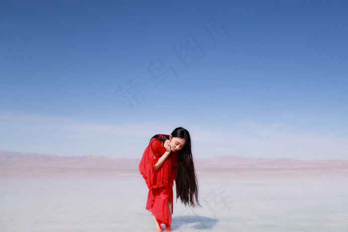 一个人，中国，距离，高清壁纸，寂寞，长长的头发，红色，女人