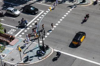 城市街道,自行车,轿车,摩托车,车流,巴塞罗纳