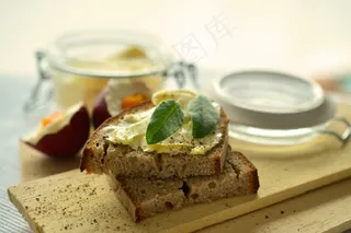 板，面包，黄油，奶酪，剁碎，奶油，拼盘