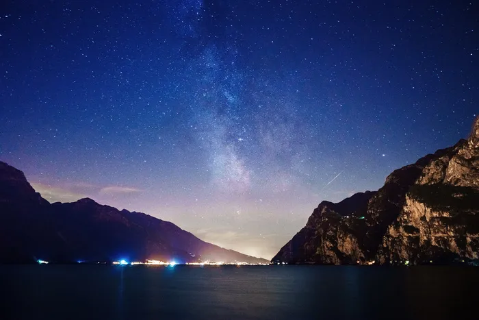 海岸，晚上，海洋，海洋，天空，空间，明星，水