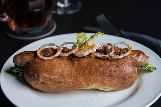 食品，热狗，洋葱，香肠，香肠