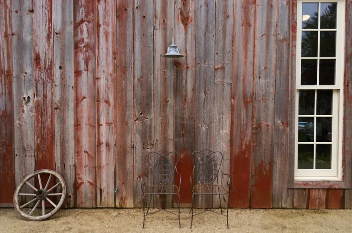 谷仓，谷仓板，建筑，椅子，旧，现场，马车，风化，车轮，窗口