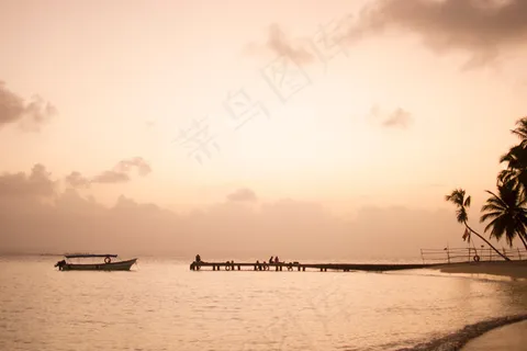 海滩，海岸，日落