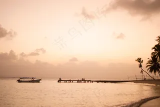 海滩，海岸，日落