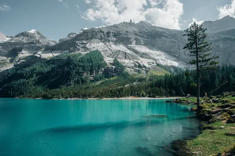 阿尔卑斯山,清澈的水,云,湖,山,反射,天空,透明,树木 阿尔卑斯山,清澈的水,云,湖,山,反射,天空,透明,树木