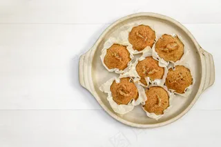 烤，清洁，烹饪，副本空间，平躺，自制，厨房，松饼，营养，锅，简单，表，顶部，白色背景