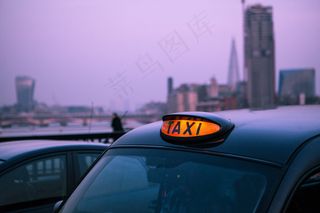 黑色，出租车，汽车，轻型，伦敦，日落，出租车