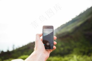 相机，单元格，设备，数字，手，时髦，风景，山，自然，户外，电话，摄影，智能手机，旅行