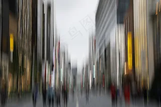 摘要，背景，模糊，建筑物，忙，人群，白天，市中心，运动，人，路，现场，城市，步行