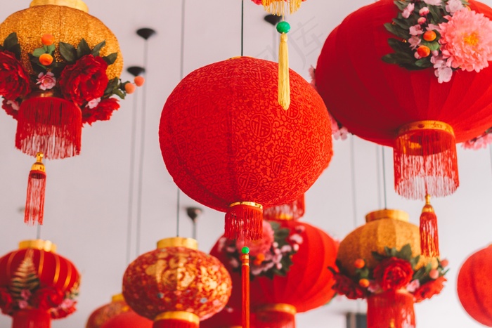 亚洲，庆祝，中国，多彩，装潢，装修，优雅，挂，灯，东方，饰品