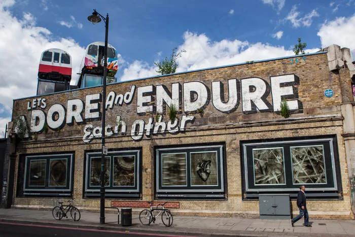 砖，涂鸦，伦敦，油漆，商店，街头艺术，复古