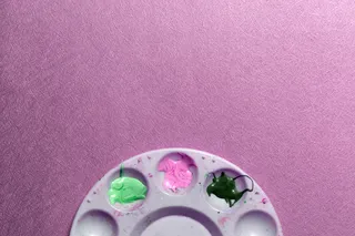 抽象，丙烯酸，艺术，多彩，工艺，创意，设计，女性，平躺，油漆，调色板，粉红色，纹理，顶部，纸盒