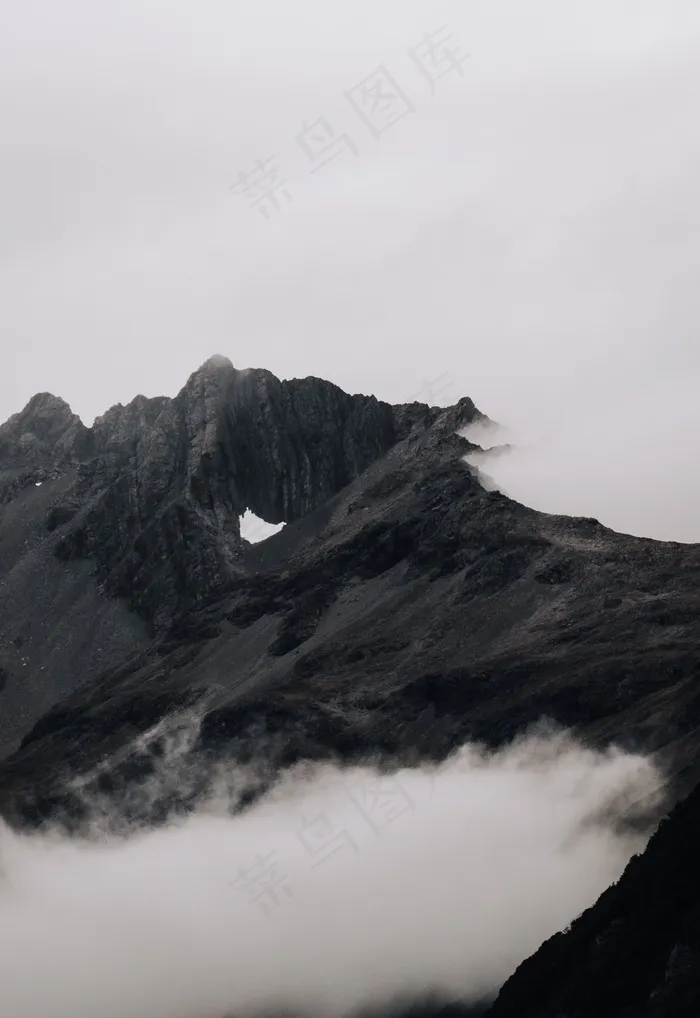 云团，黑暗，雾，景观，单色，性质，户外，峰值，洛基，风景，天空，旅行，视图