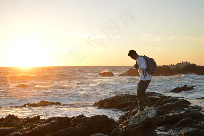 海岸，人，步行，行走