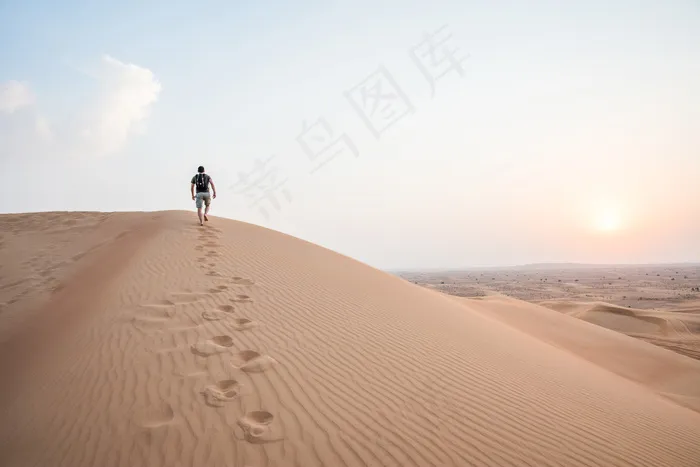 沙漠，迪拜，沙丘，酋长国，沙，天空，日落，旅行者，温暖