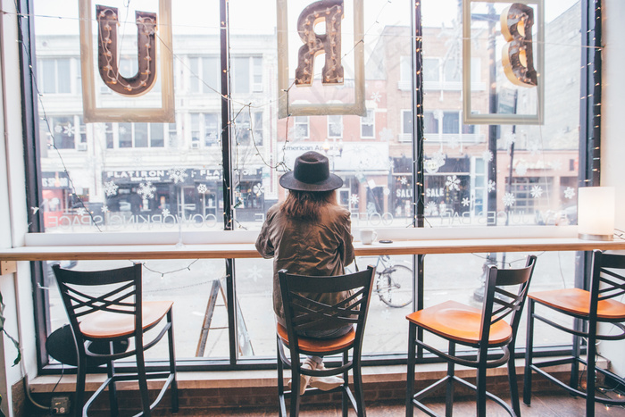 咖啡，社区，商店，窗口，女人