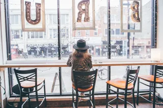 咖啡，社区，商店，窗口，女人