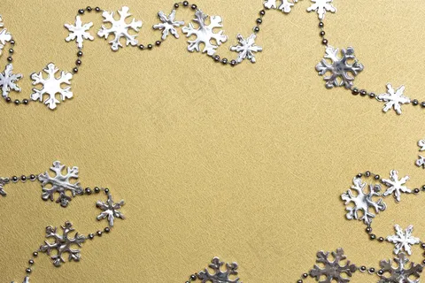 圣诞节，副本空间，创意，装饰，节日，平躺，黄金，高清壁纸，假日，闪亮，银色，雪花