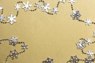 圣诞节，副本空间，创意，装饰，节日，平躺，黄金，高清壁纸，假日，闪亮，银色，雪花