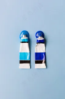 艺术家，艺术，蓝色，创意，设计，平躺，绘画，粉彩，耗材，管