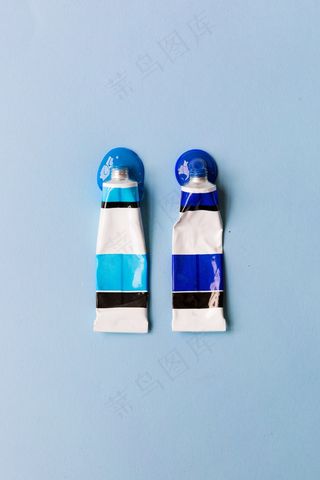 艺术家，艺术，蓝色，创意，设计，平躺，绘画，粉彩，耗材，管