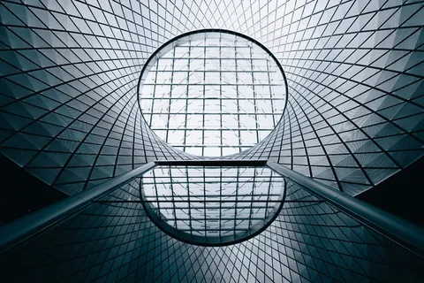 高级，建筑，城市，几何，玻璃，工业，现代，单色，模式，反射，结构，城市，Windows