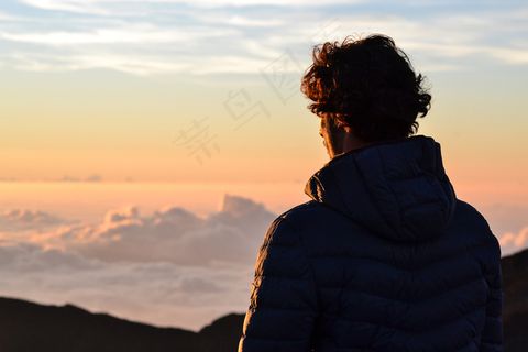 冒险，登山者，攀爬，云，云，多云，探索，探索，之一，天空