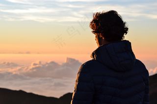 冒险，登山者，攀爬，云，云，多云，探索，探索，之一，天空