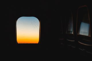 飞机，飞机，飞机，日落，窗户，窗户