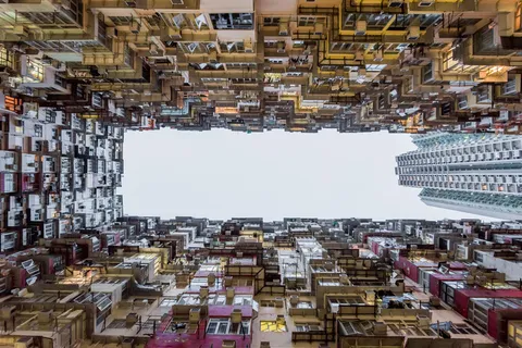 建筑，城市，混凝土，金融，玻璃，香港，九龙，天空，天际线，摩天大楼