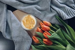 衣服，服装，咖啡，花，花，生活方式，毛衣