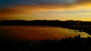 空中，云，坞站，无人机，黄昏，晚上，金色，湖，山，池塘，反射，邵尔，天空，日落，水