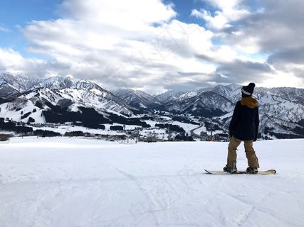 冒险，男孩，假日，男性，之一，山，雪，滑雪板，游览，跋涉，假期，航程