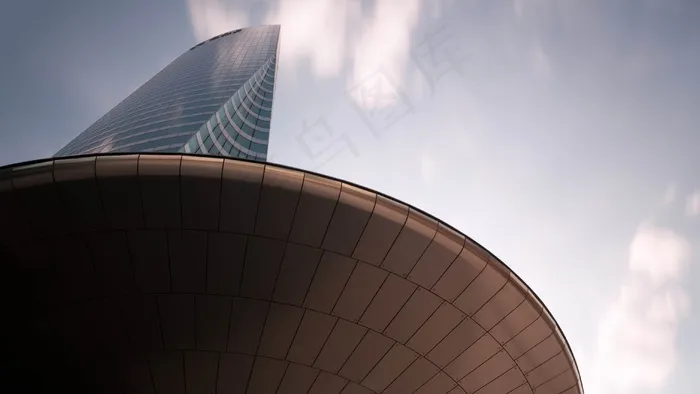 抽象，蓝色，建筑，业务，城市，云，详细信息，外部，玻璃，光，现代，办公室，透视，天空，摩天大楼，空间，城市