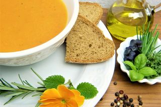 面包，食品，午餐，汤，汤