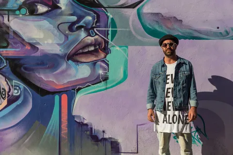 涂鸦，伦敦，男人，街头艺术