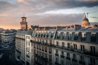 建筑,江河,海洋,天空,夜景照明,巴黎日落