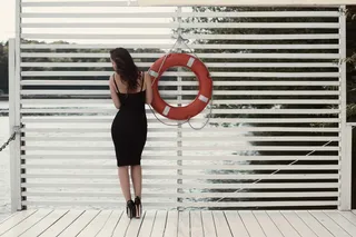 海军条纹,美女,短袖衫,连衣裙,羽毛球拍,性感的女人