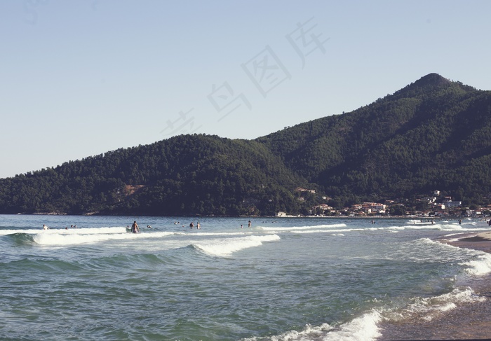 海滩，家庭，乐趣，绿色，之一，海洋，游泳，水，湿，女人