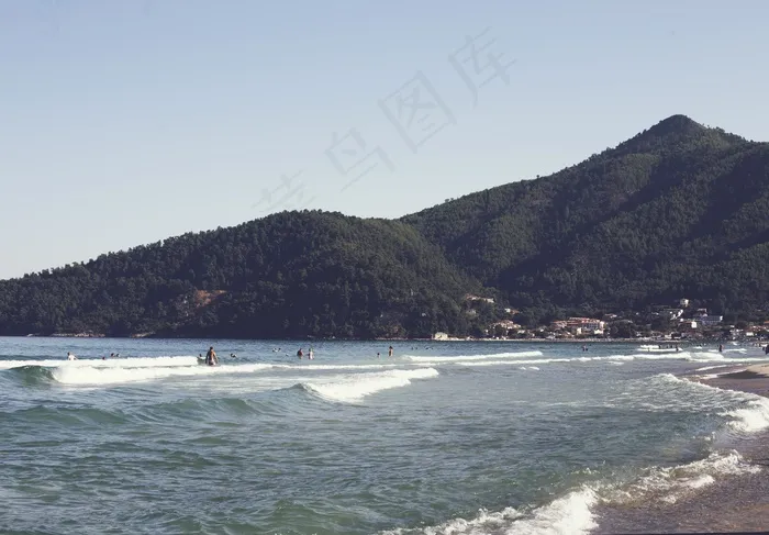 海滩，家庭，乐趣，绿色，之一，海洋，游泳，水，湿，女人