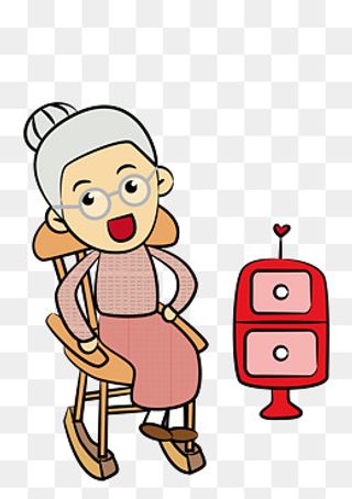 新年春节手绘卡通慈祥快乐的老奶,免抠元素