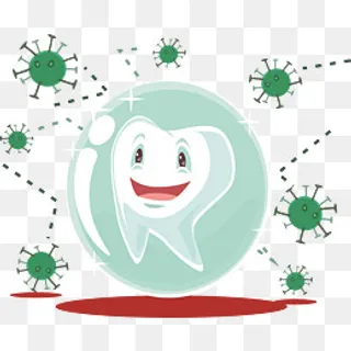 白色的牙齿和绿色的细菌,免抠元素