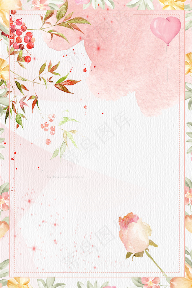 插画风214情人节玫瑰花海报背景图片素材