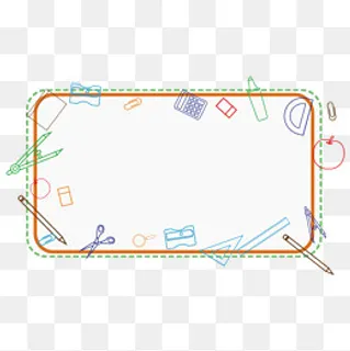 卡通矢量学习文具边框