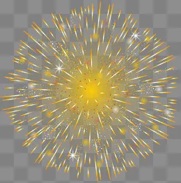 春节绚烂黄色烟花,免抠元素