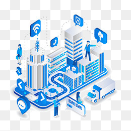 2.5D定位地图WIFI矢量蓝色,免抠元素