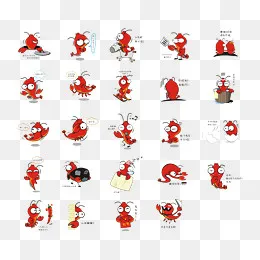 手绘创意小龙虾表情(2189*1999px)psd模版下载